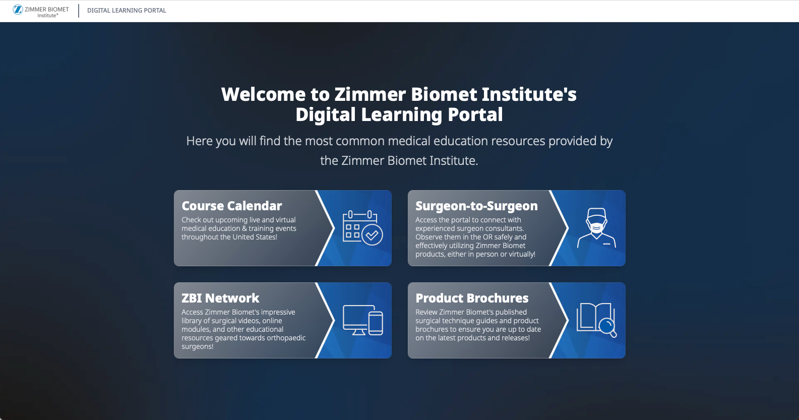 Zimmer Medical Education Digital Learning Portal